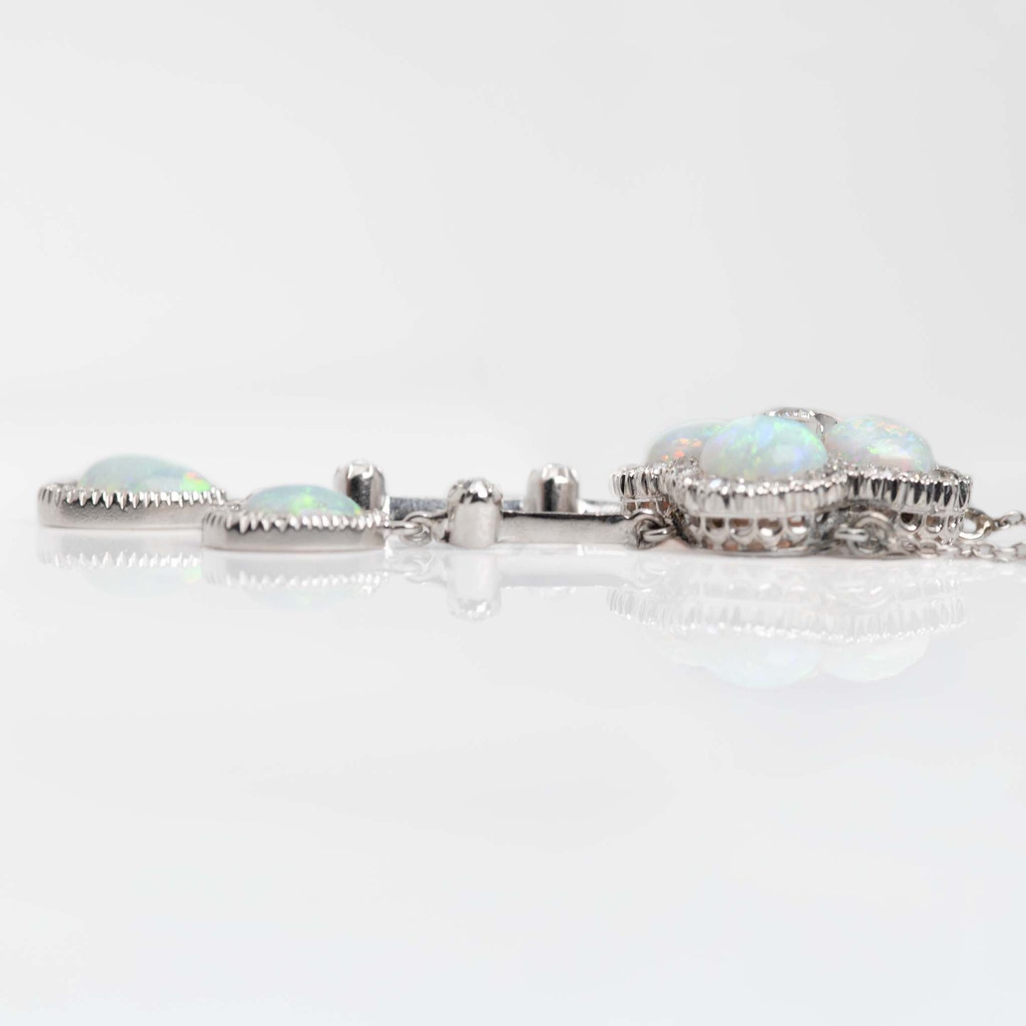 Art Deco 18ct White Gold Opal and Diamond Pendant - Friar House