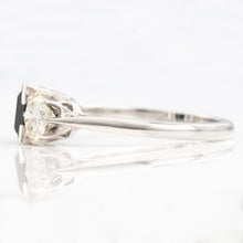 Art Deco 18ct White Gold Sapphire and Diamond Three Stone Ring - Friar House