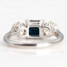 Art Deco 18ct White Gold Sapphire and Diamond Three Stone Ring - Friar House