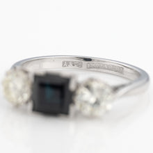 Art Deco 18ct White Gold Sapphire and Diamond Three Stone Ring - Friar House
