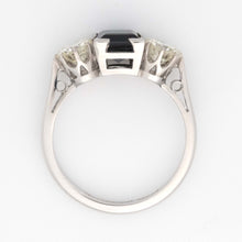 Art Deco 18ct White Gold Sapphire and Diamond Three Stone Ring - Friar House