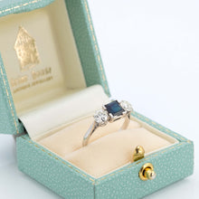 Art Deco 18ct White Gold Sapphire and Diamond Three Stone Ring - Friar House
