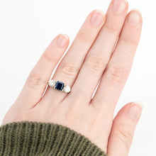 Art Deco 18ct White Gold Sapphire and Diamond Three Stone Ring - Friar House