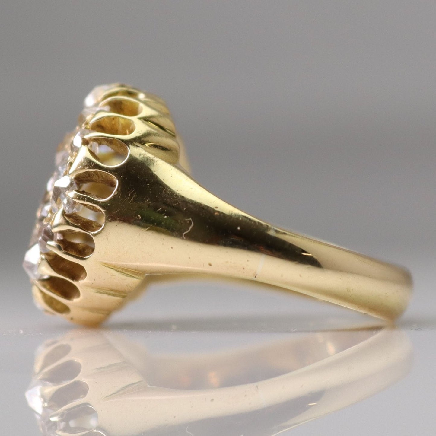 Art Deco 18ct Yellow Gold 1.25 Carat Diamond Cluster Ring - Friar House