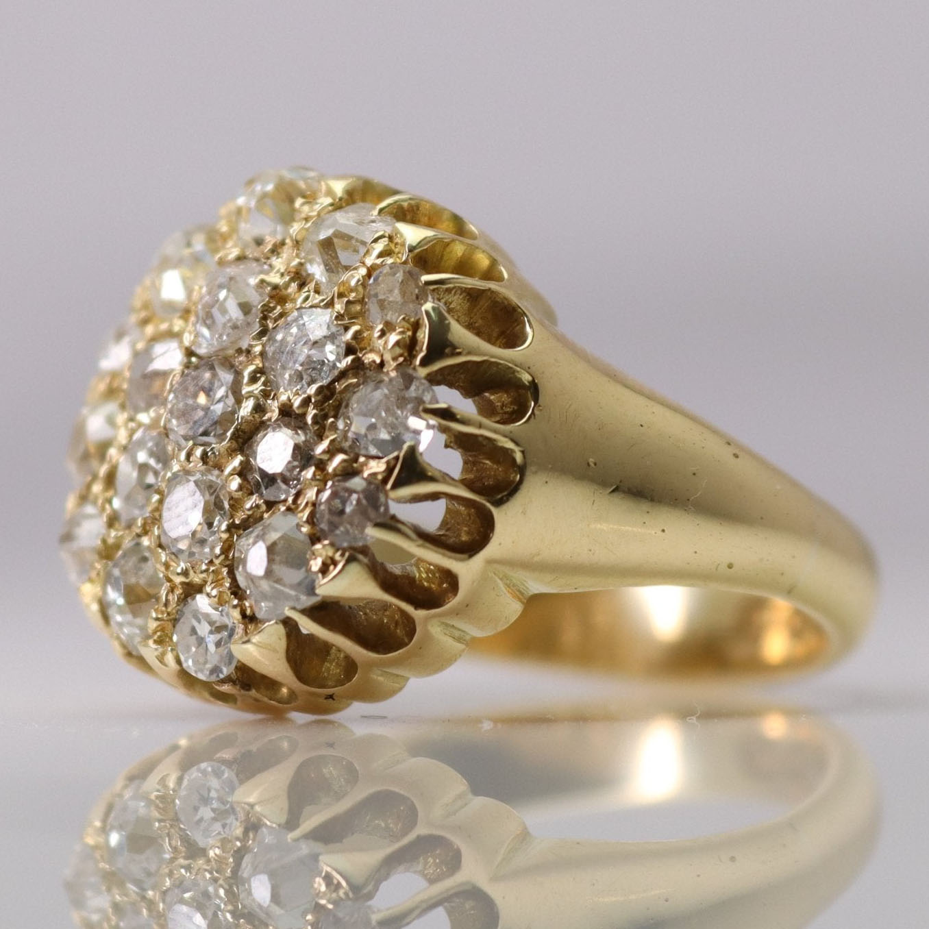Art Deco 18ct Yellow Gold 1.25 Carat Diamond Cluster Ring - Frair House