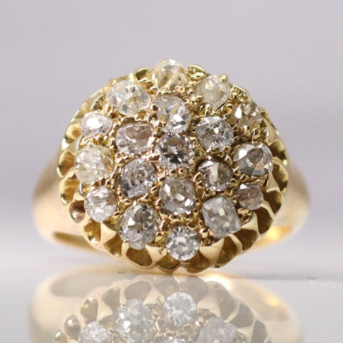Art Deco 18ct Yellow Gold 1.25 Carat Diamond Cluster Ring