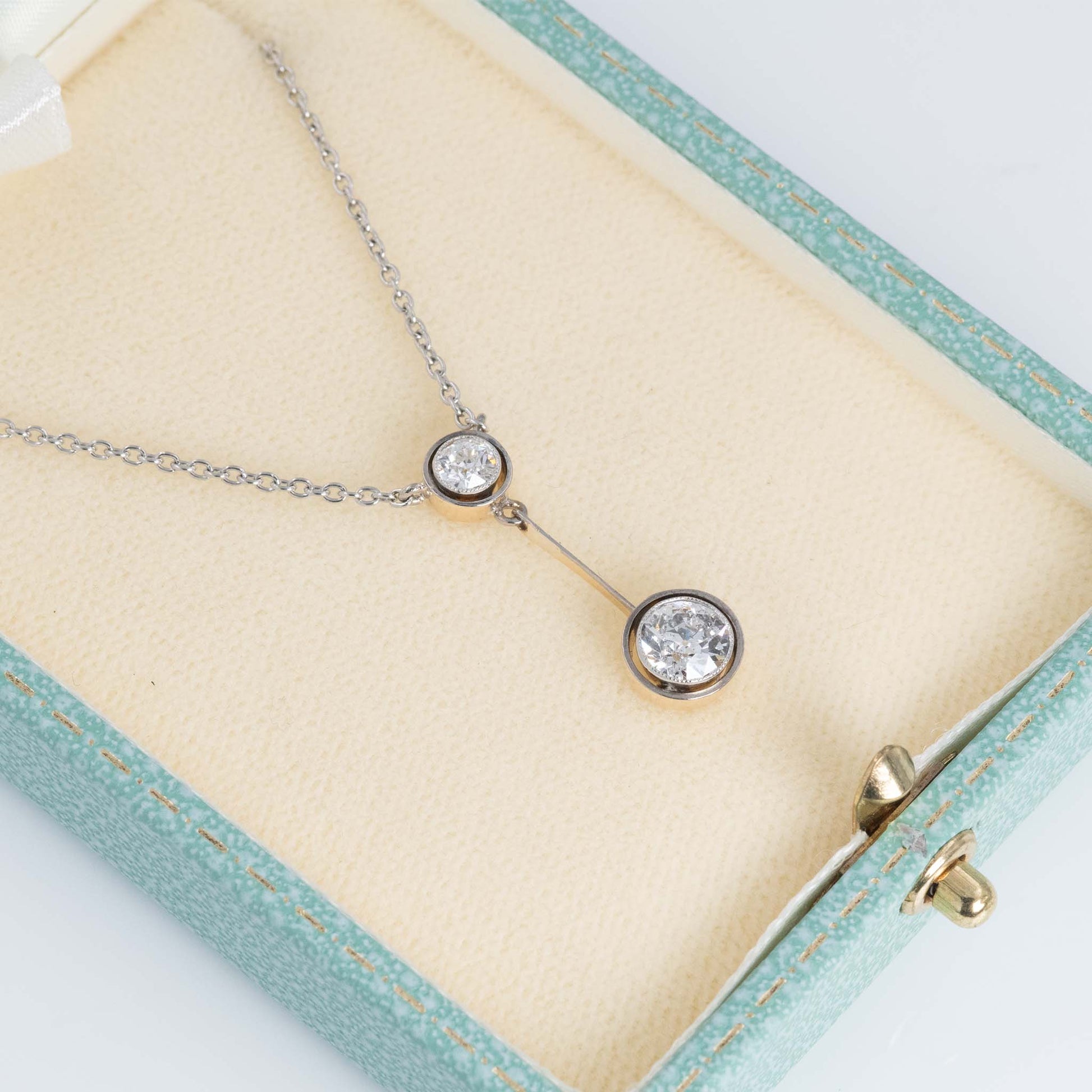 Art Deco 18ct Yellow Gold And Platinum Diamond Pendant - Friar House