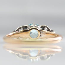 Art Deco 18ct Yellow Gold Blue Zircon and Diamond Ring - Friar House