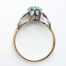 Art Deco 18ct Yellow Gold Blue Zircon and Diamond Ring - Friar House