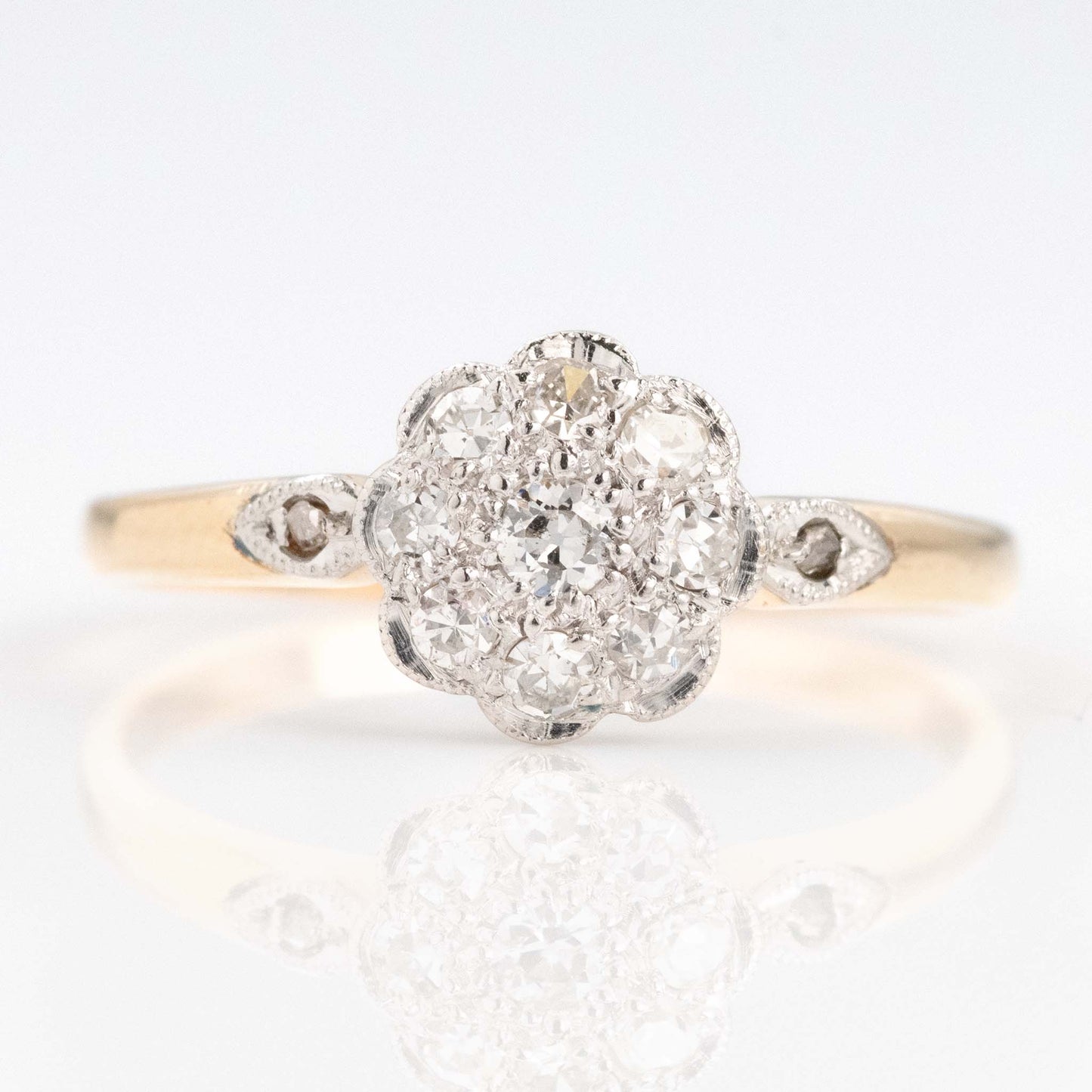 Art Deco 18ct Yellow Gold Diamond Cluster Ring - Friar House