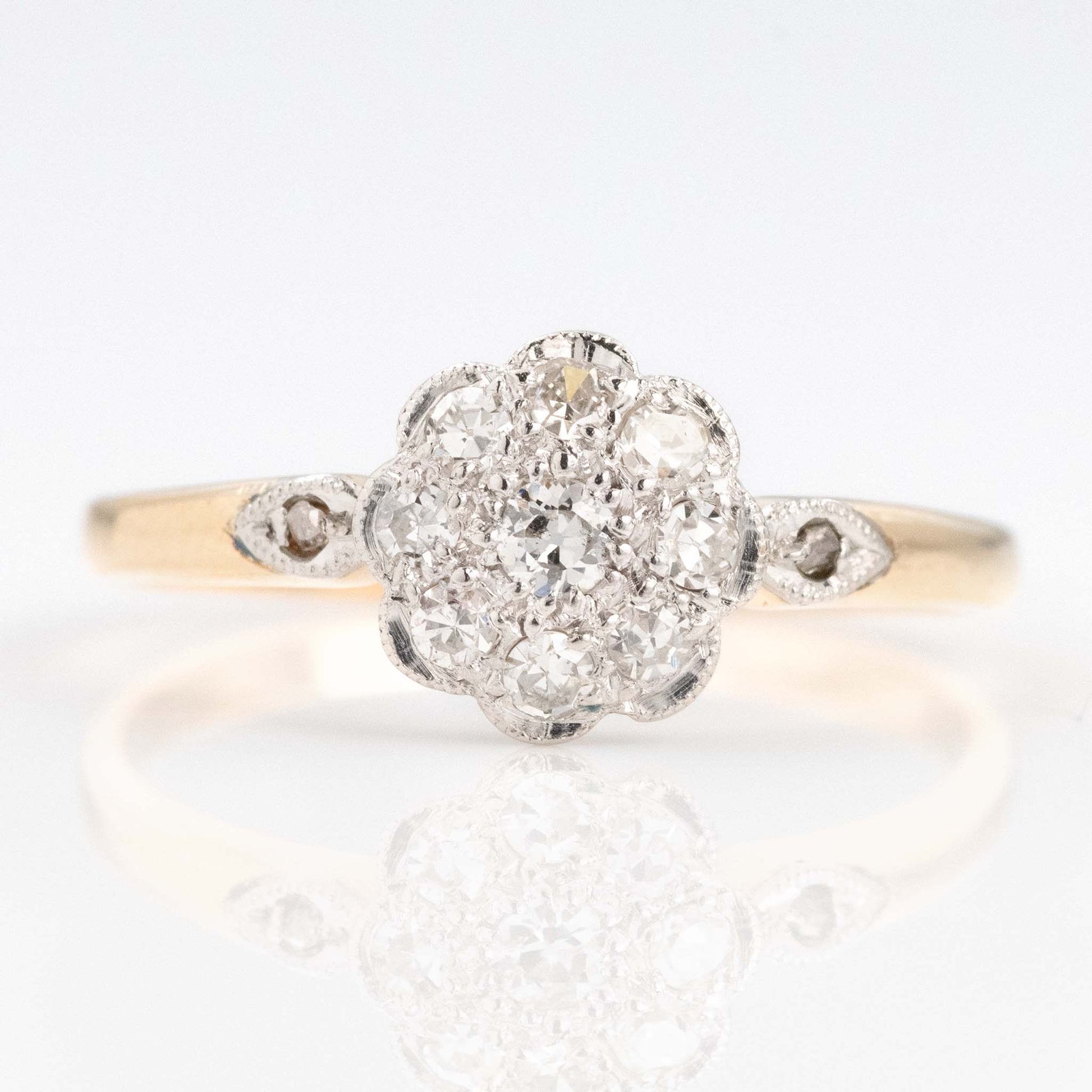 Art Deco 18ct Yellow Gold Diamond Cluster Ring - Friar House
