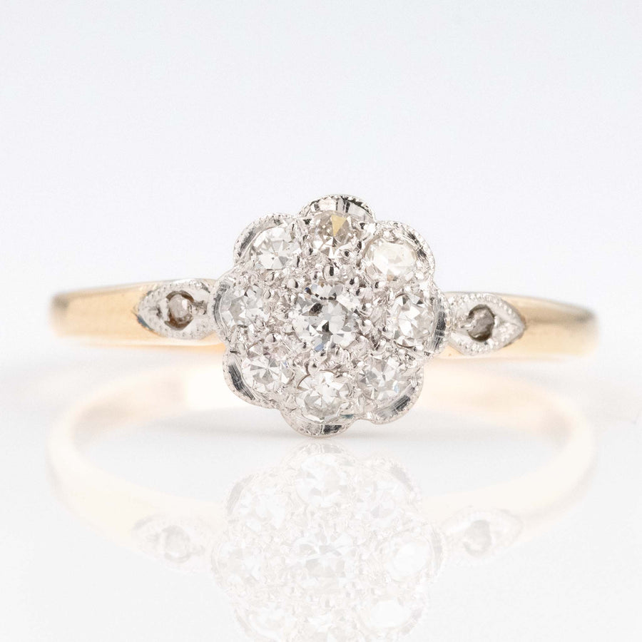 Art Deco 18ct Yellow Gold Diamond Cluster Ring - Friar House