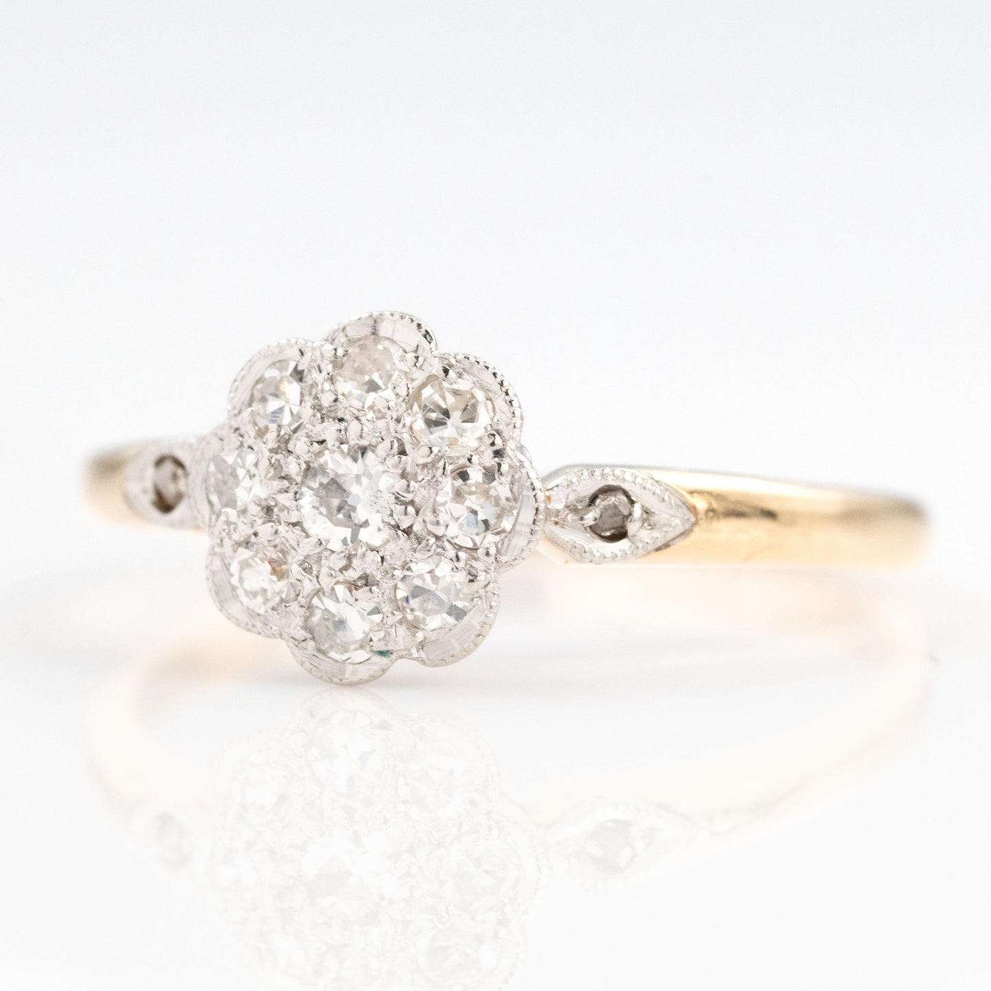 Art Deco 18ct Yellow Gold Diamond Cluster Ring - Friar House