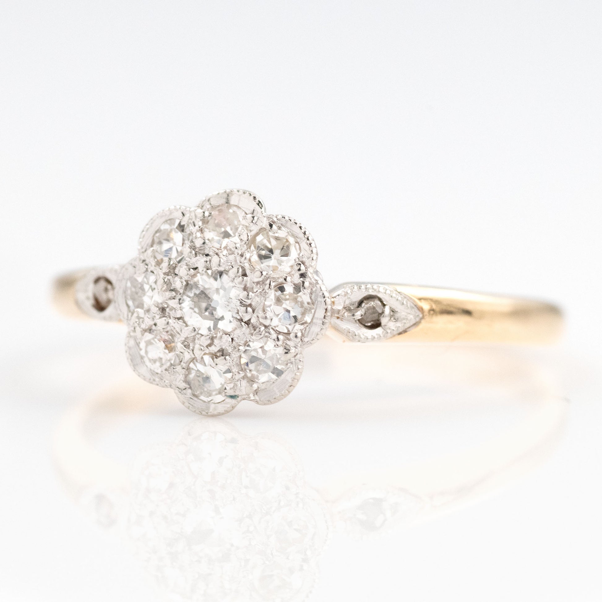Art Deco 18ct Yellow Gold Diamond Cluster Ring - Friar House