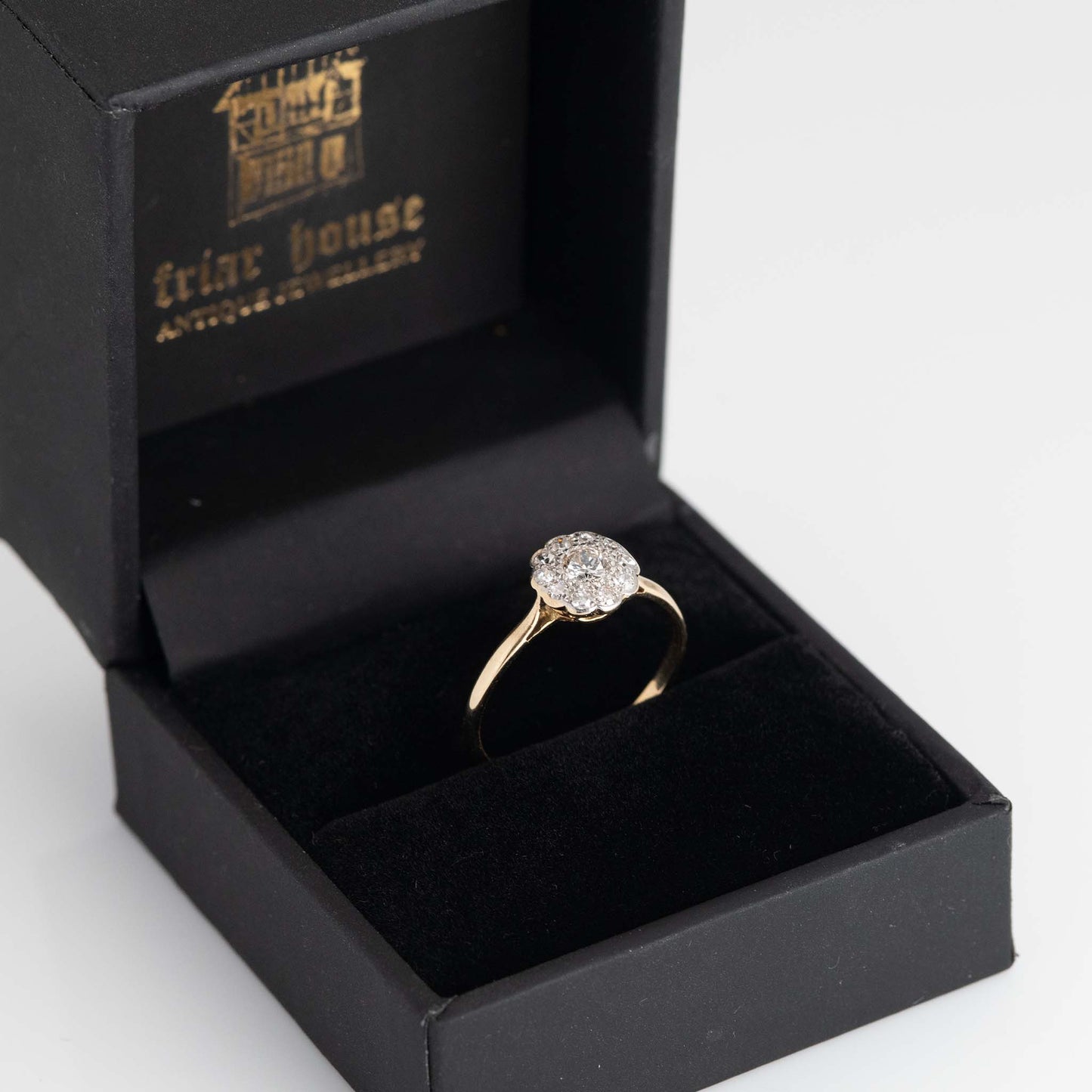 Art Deco 18ct Yellow Gold Diamond Cluster Ring - Friar House
