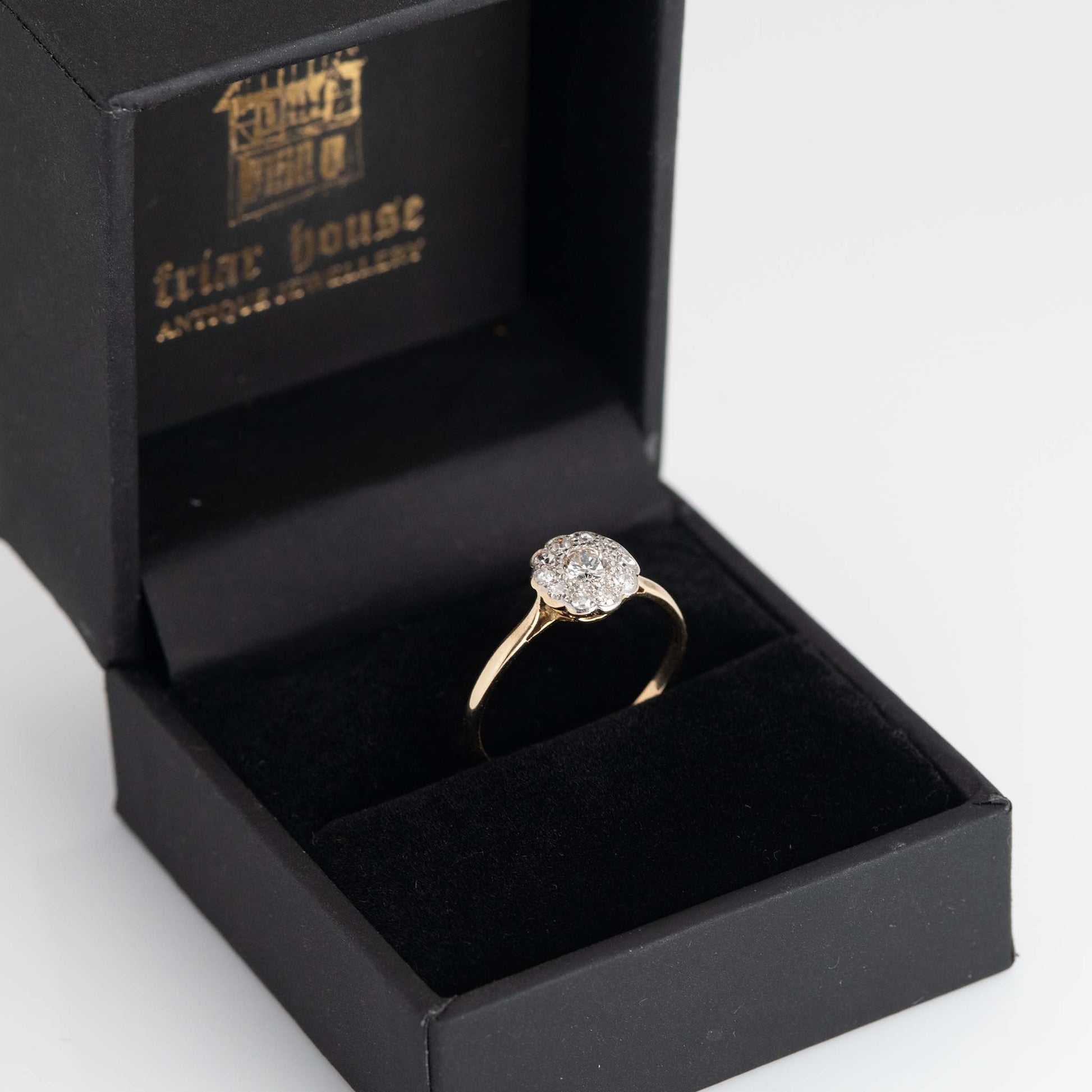 Art Deco 18ct Yellow Gold Diamond Cluster Ring - Friar House