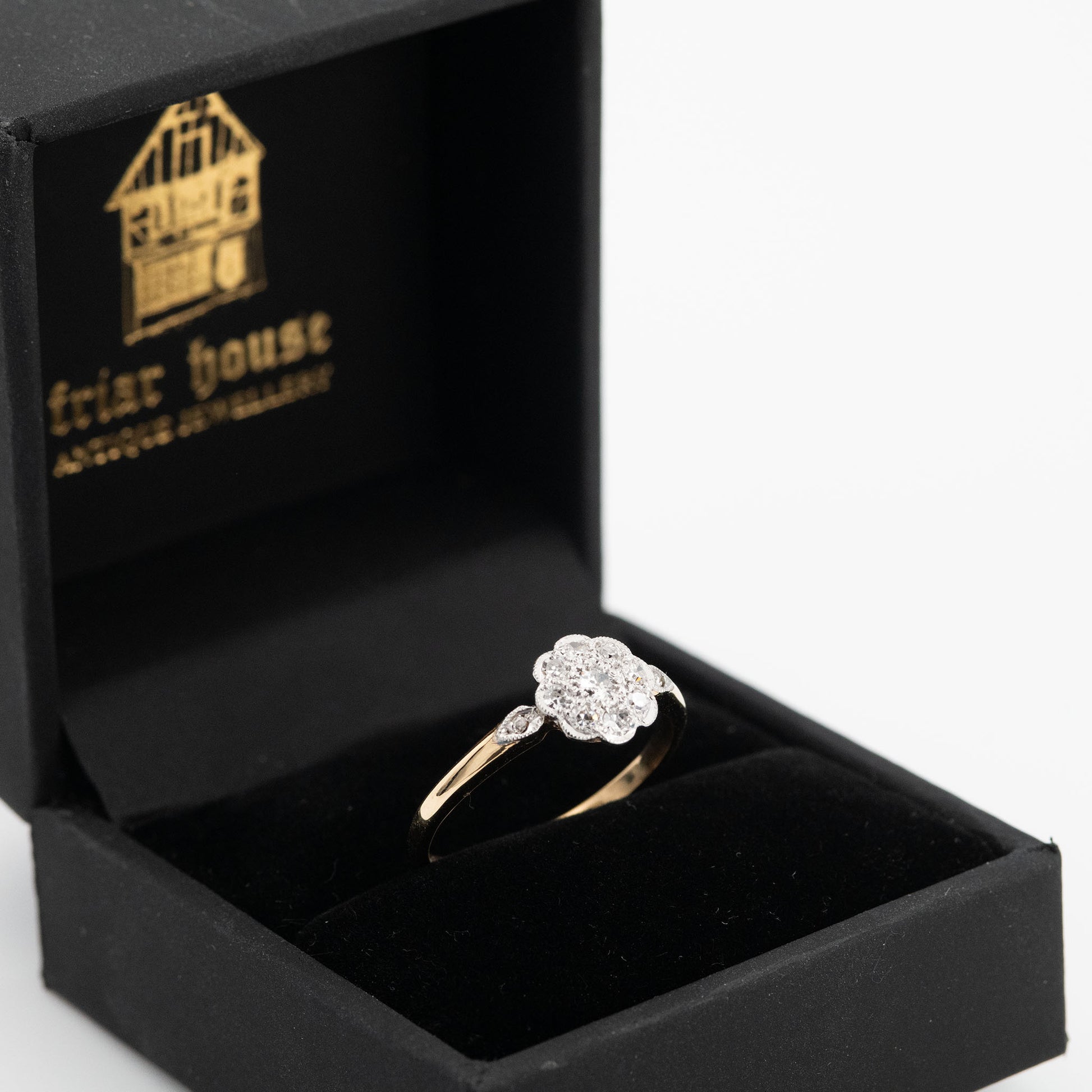 Art Deco 18ct Yellow Gold Diamond Cluster Ring - Friar House