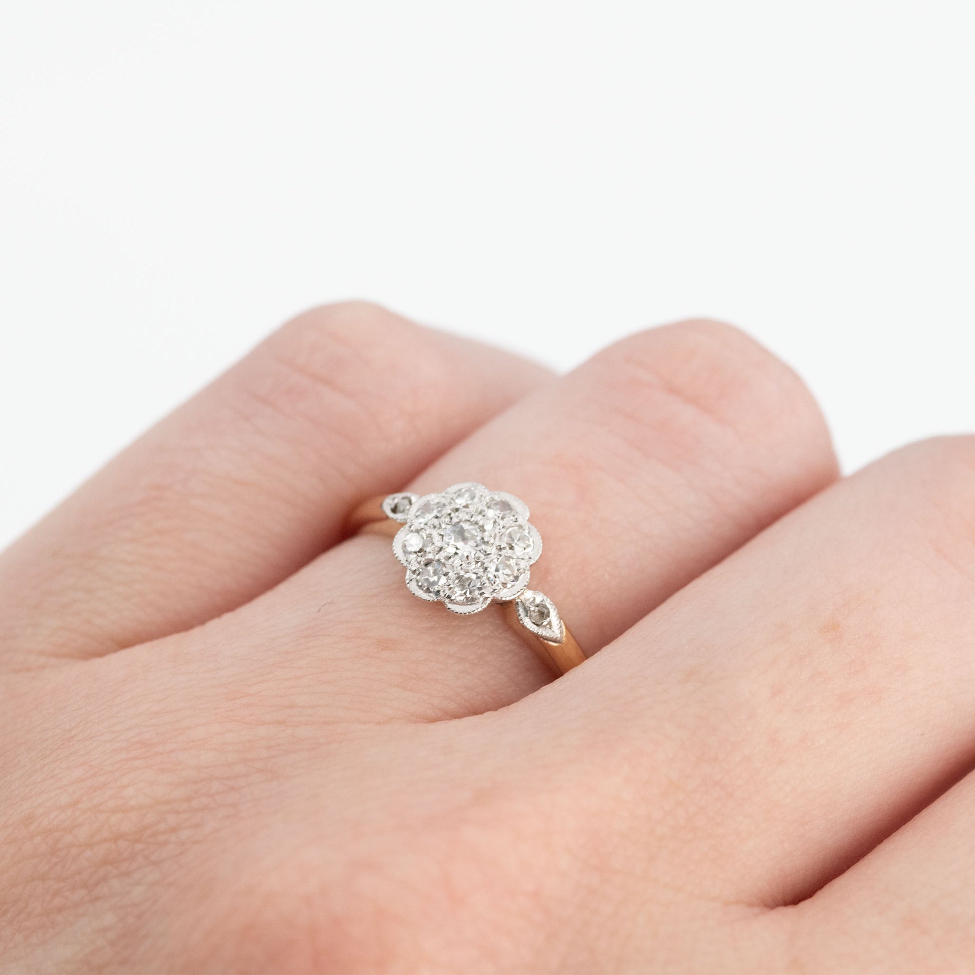 Art Deco 18ct Yellow Gold Diamond Cluster Ring - Friar House