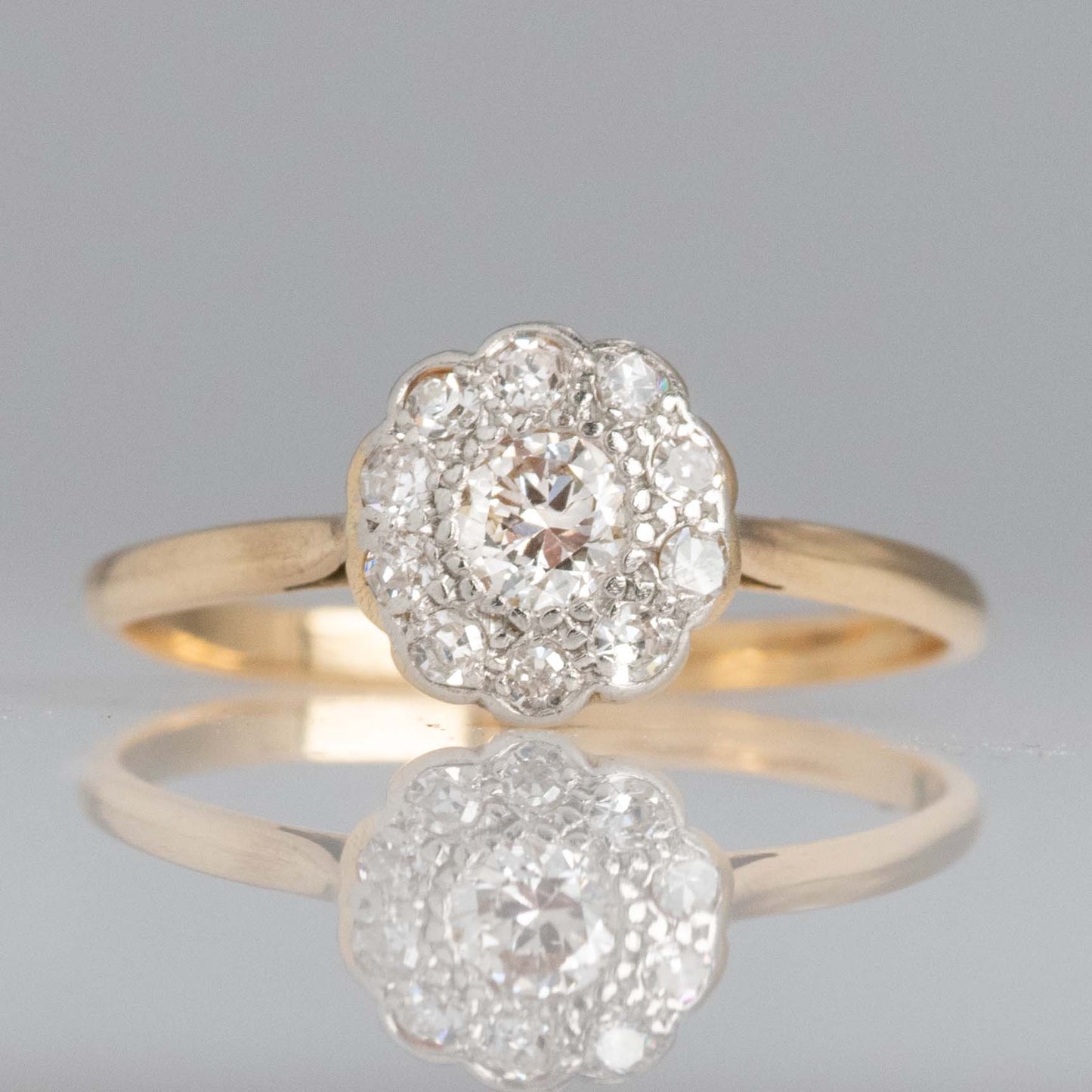 Art Deco 18ct Yellow Gold Diamond Cluster Ring - Friar House