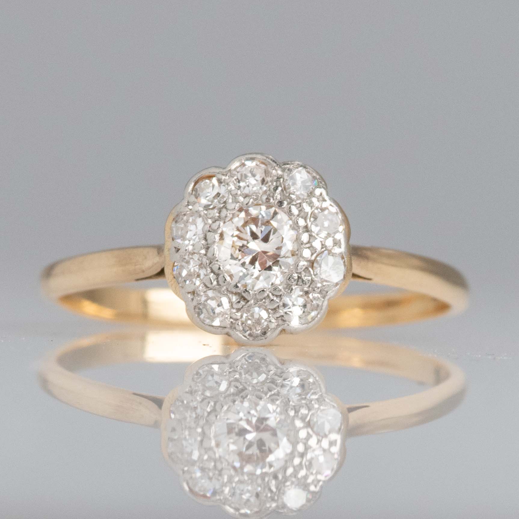 Art Deco 18ct Yellow Gold Diamond Cluster Ring - Friar House