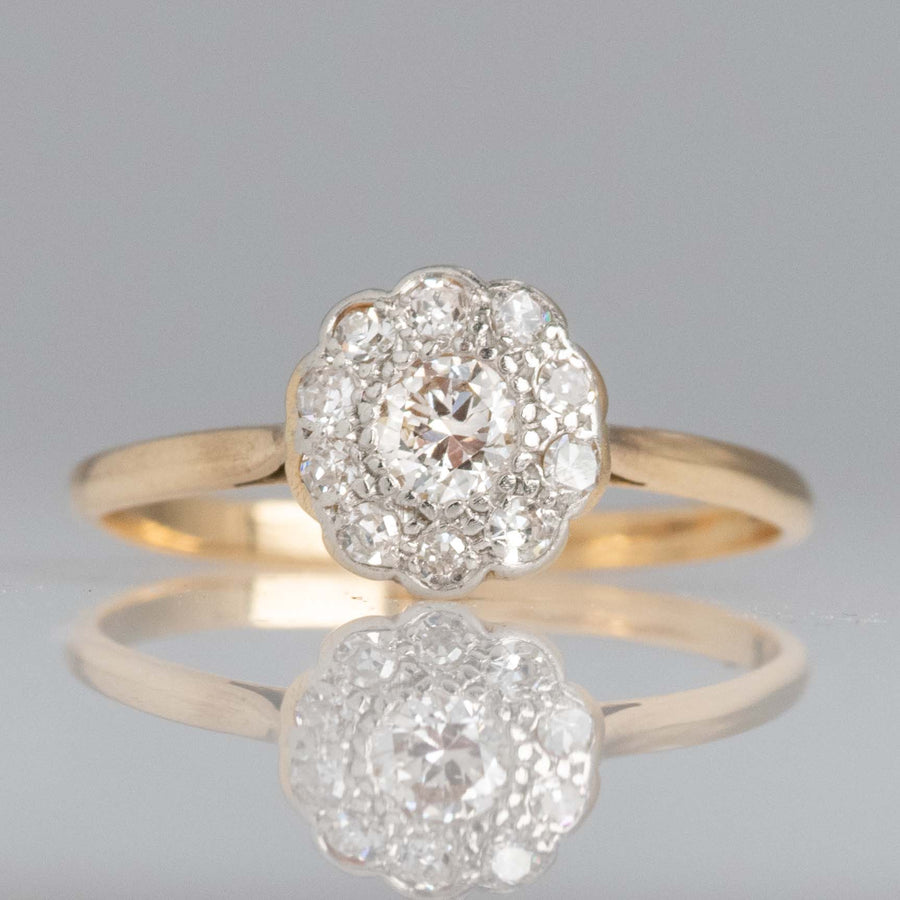 Art Deco 18ct Yellow Gold Diamond Cluster Ring - Friar House