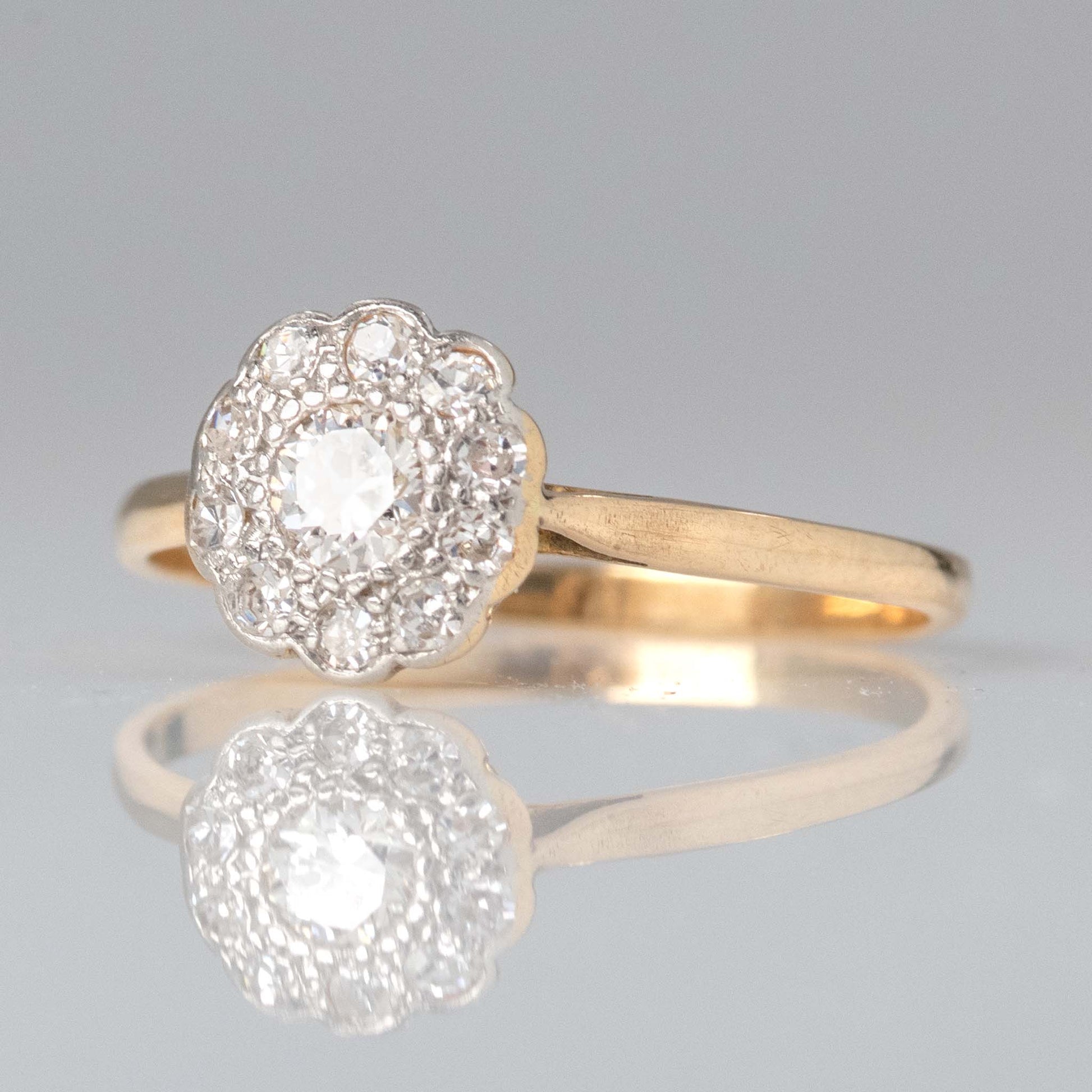 Art Deco 18ct Yellow Gold Diamond Cluster Ring - Friar House