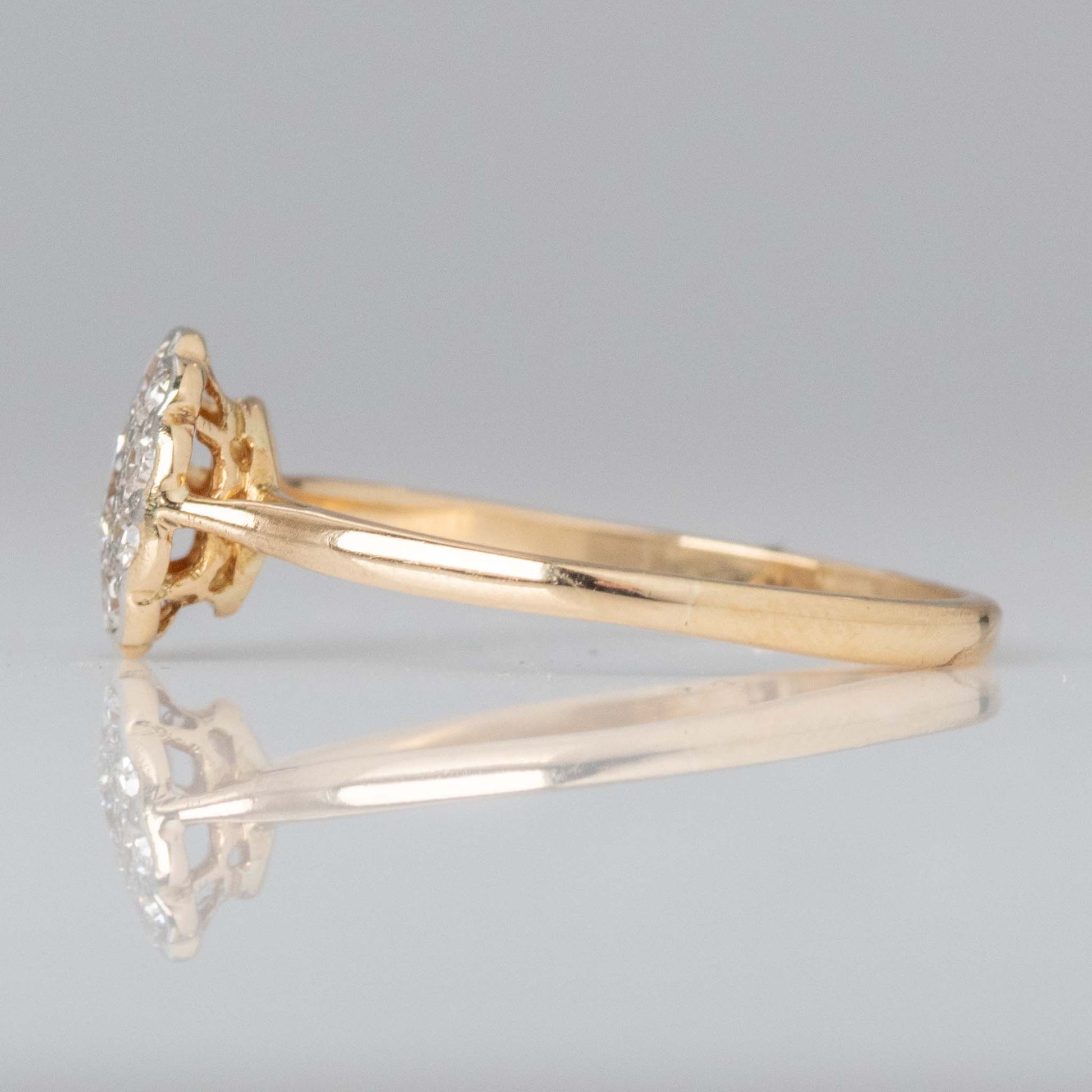 Art Deco 18ct Yellow Gold Diamond Cluster Ring - Friar House