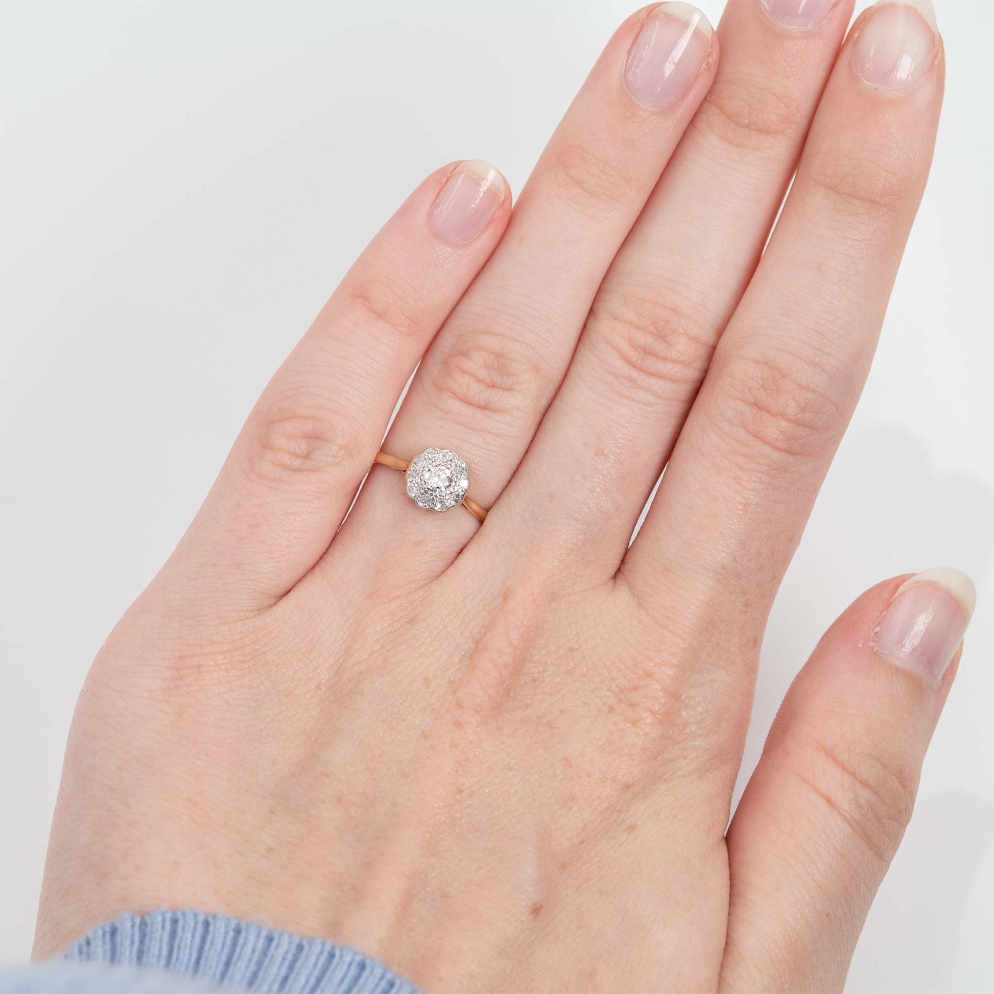 Art Deco 18ct Yellow Gold Diamond Cluster Ring - Friar House