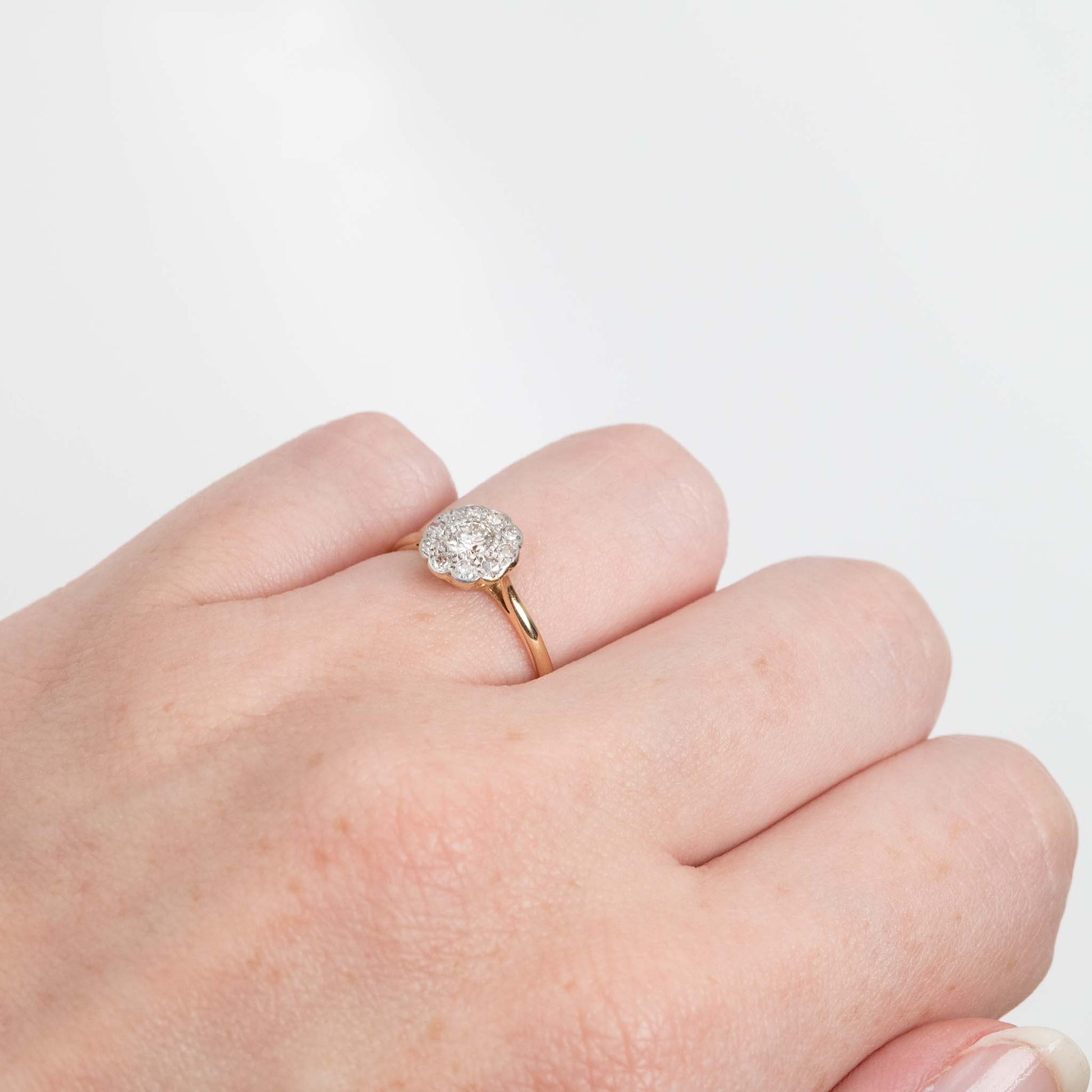 Art Deco 18ct Yellow Gold Diamond Cluster Ring - Friar House