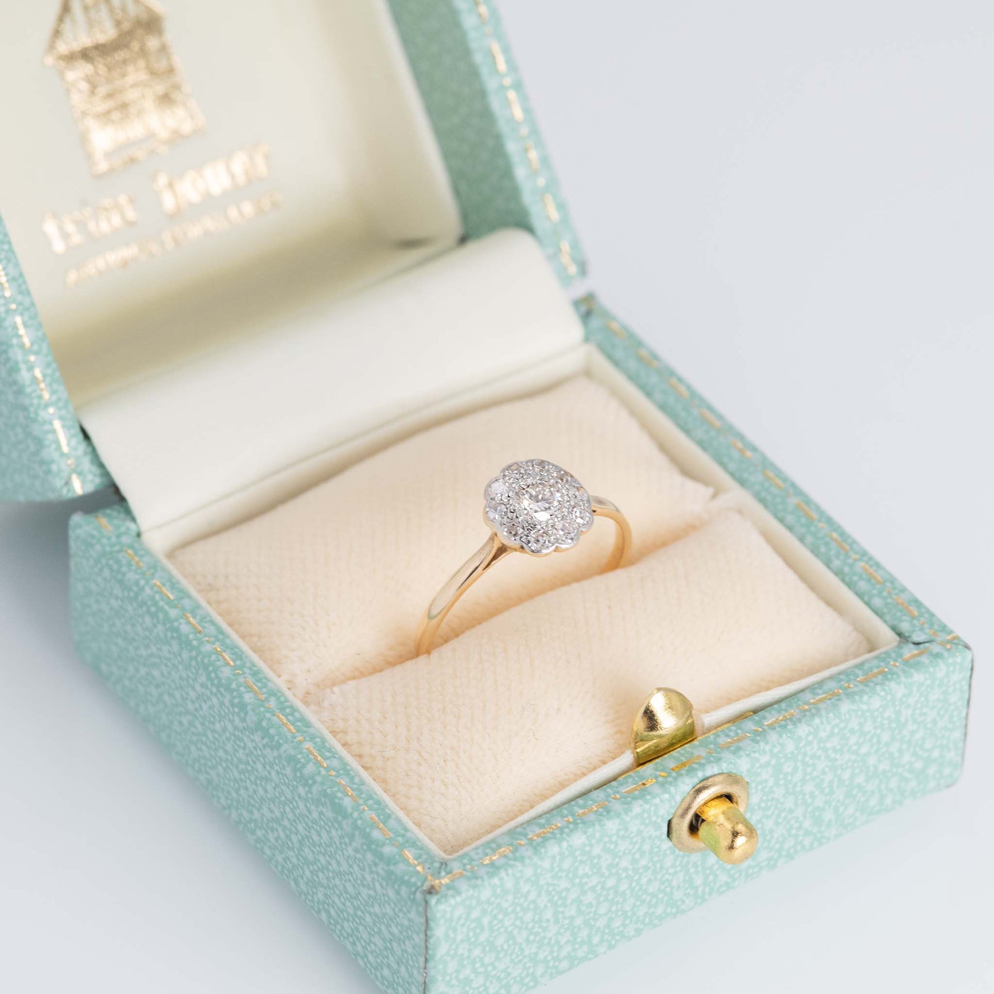 Art Deco 18ct Yellow Gold Diamond Cluster Ring - Friar House