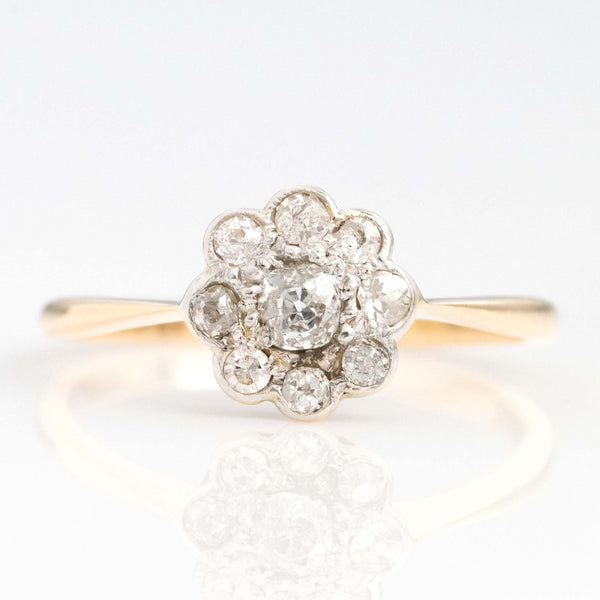 Art Deco 18ct Yellow Gold Diamond Daisy Cluster Ring - Friar House