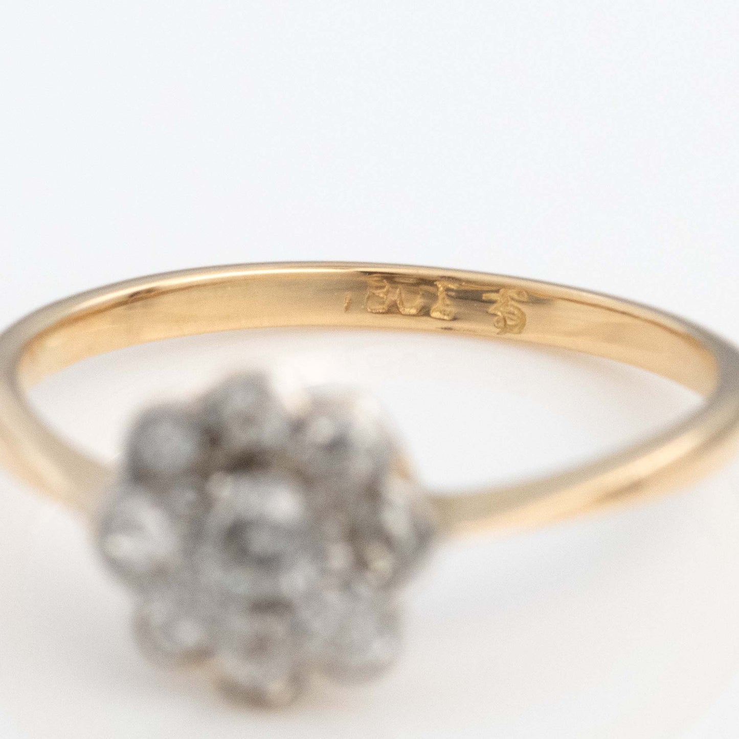 Art Deco 18ct Yellow Gold Diamond Daisy Cluster Ring - Friar House