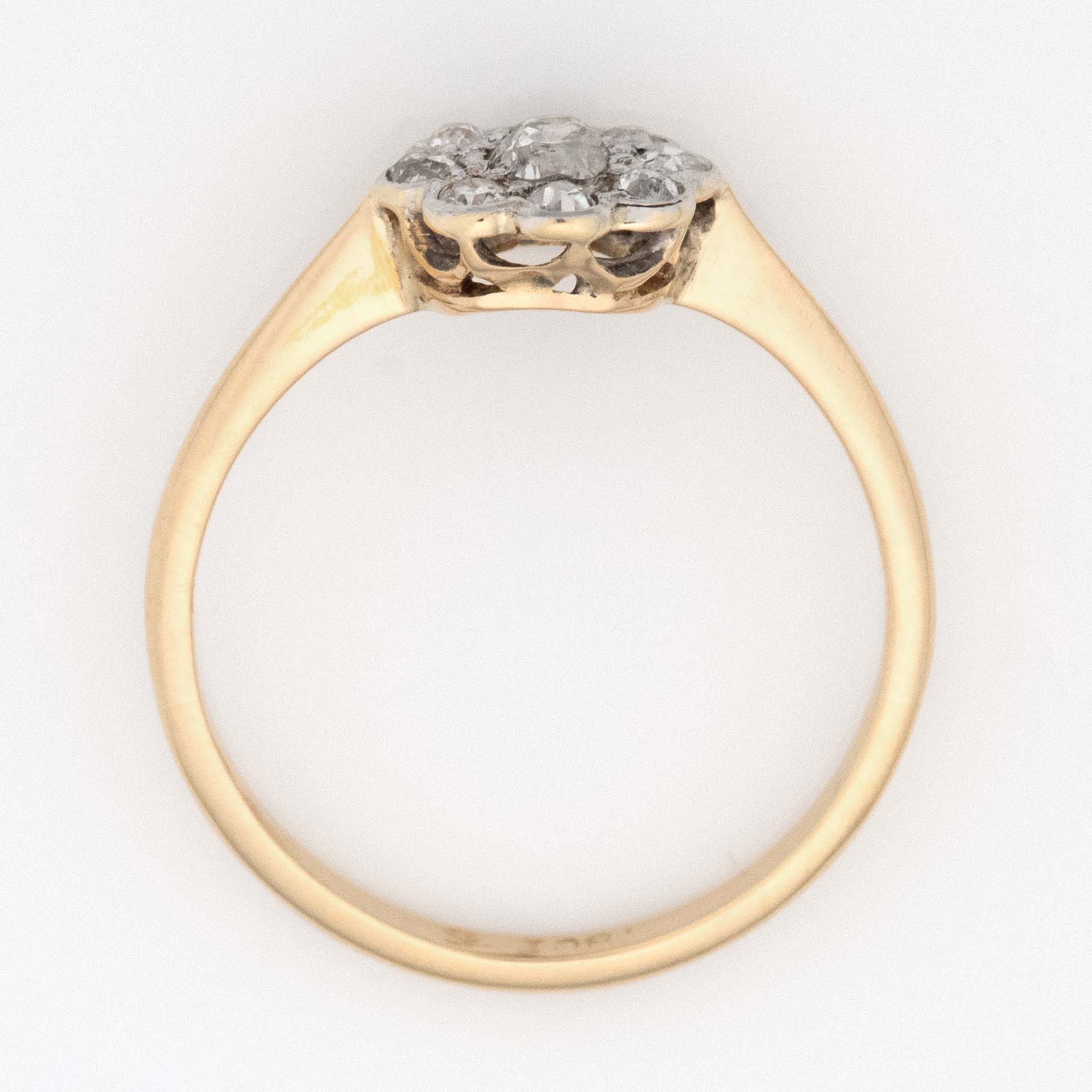 Art Deco 18ct Yellow Gold Diamond Daisy Cluster Ring - Friar House