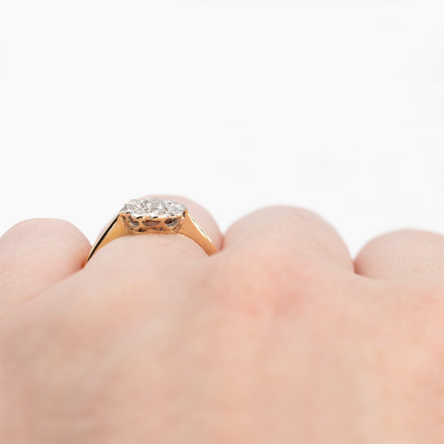 Art Deco 18ct Yellow Gold Diamond Daisy Cluster Ring - Friar House
