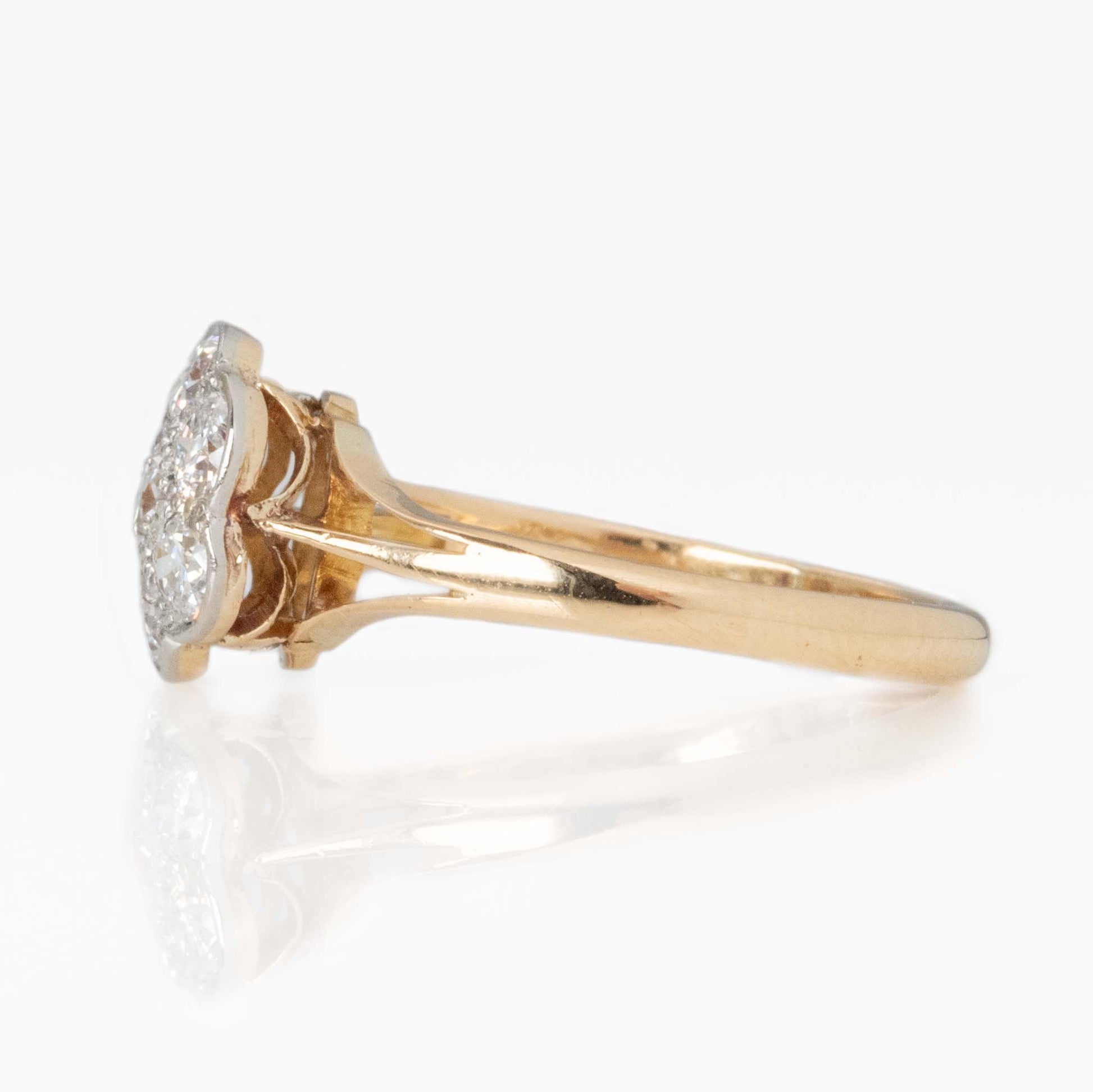 Art Deco 18ct Yellow Gold Diamond Daisy Cluster Ring - Friar House