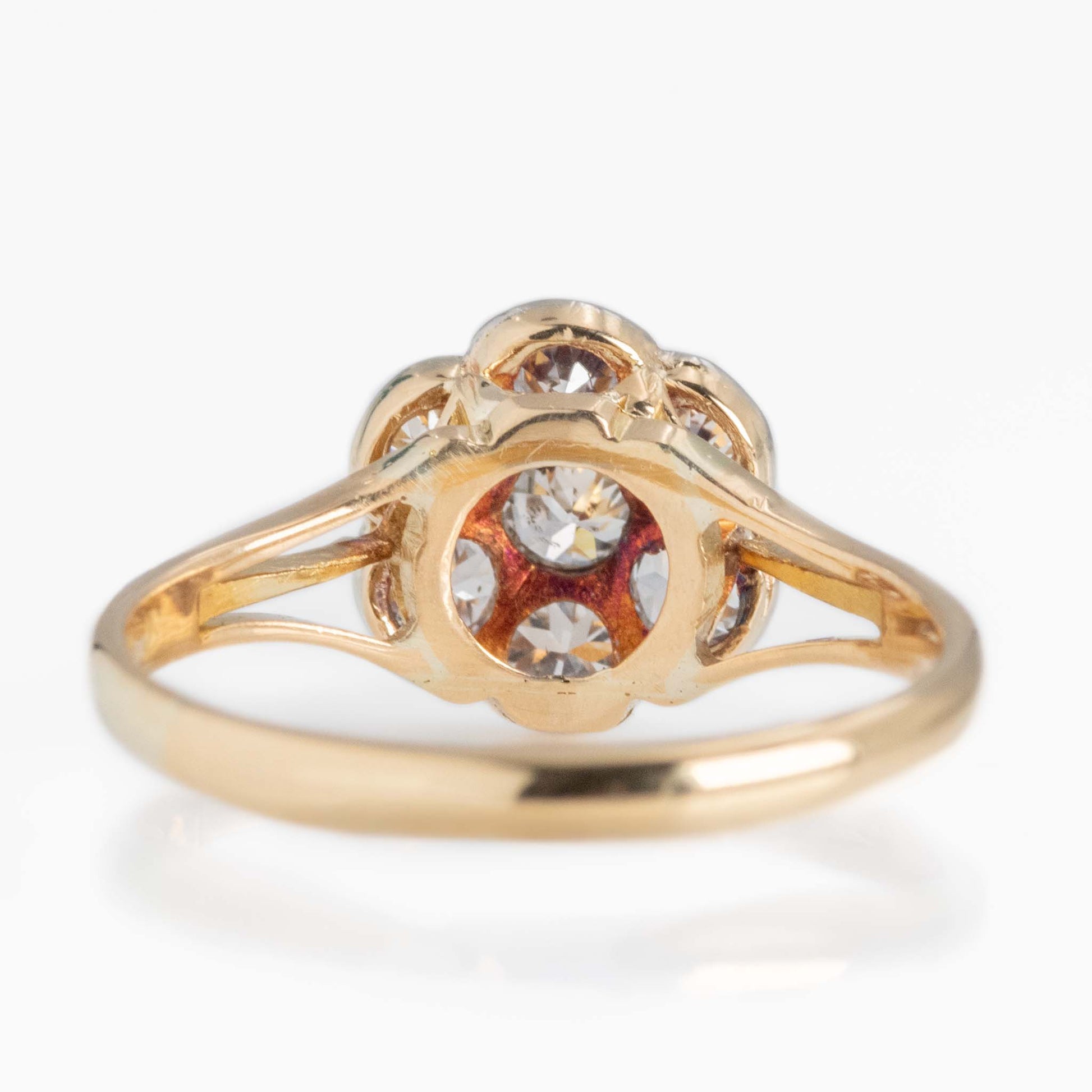 Art Deco 18ct Yellow Gold Diamond Daisy Cluster Ring - Friar House