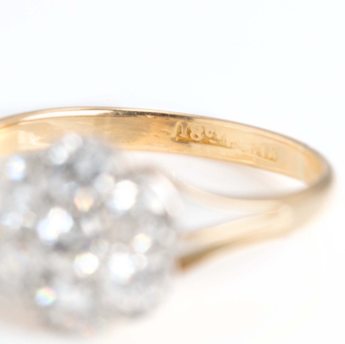 Art Deco 18ct Yellow Gold Diamond Daisy Cluster Ring - Friar House