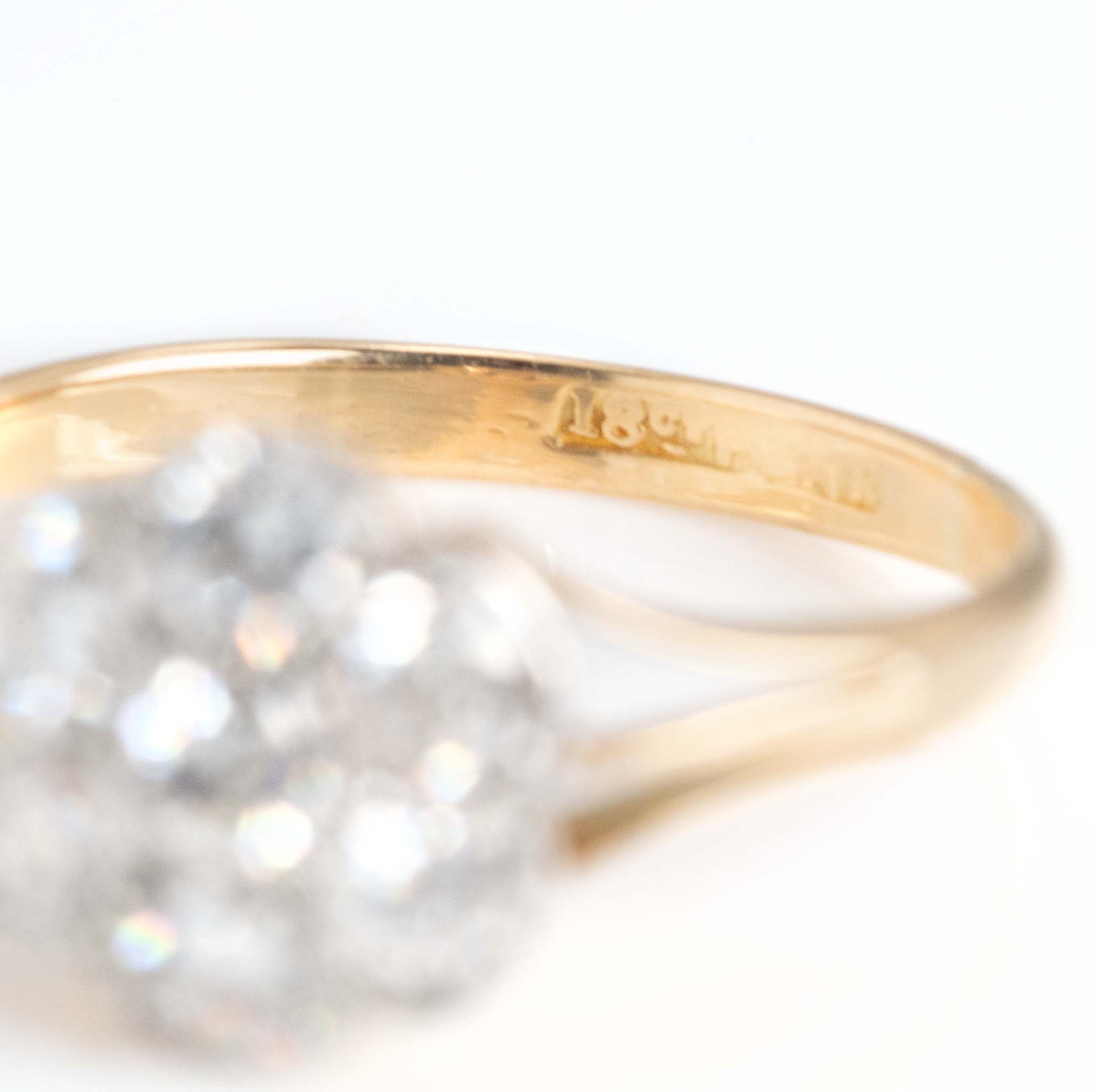Art Deco 18ct Yellow Gold Diamond Daisy Cluster Ring - Friar House