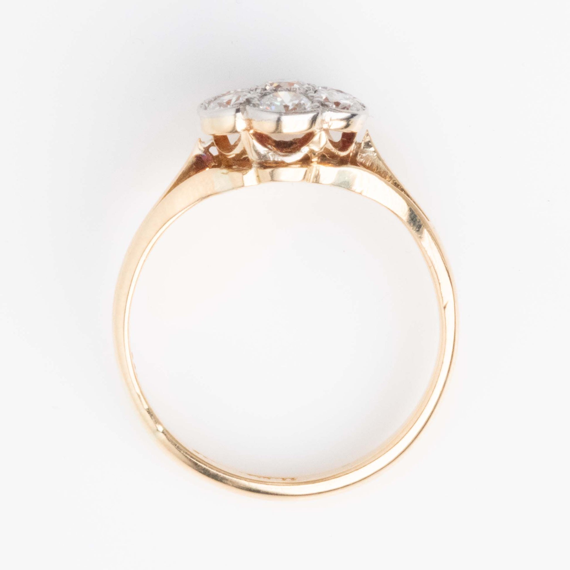 Art Deco 18ct Yellow Gold Diamond Daisy Cluster Ring - Friar House