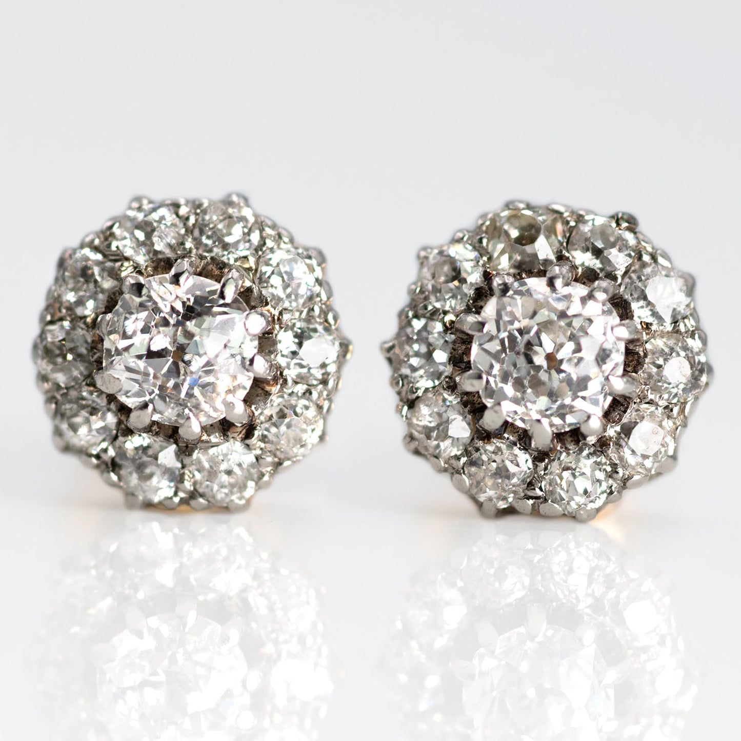 Art Deco 18ct Yellow Gold Diamond Earrings