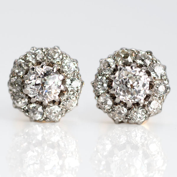 Art Deco 18ct Yellow Gold Diamond Earrings
