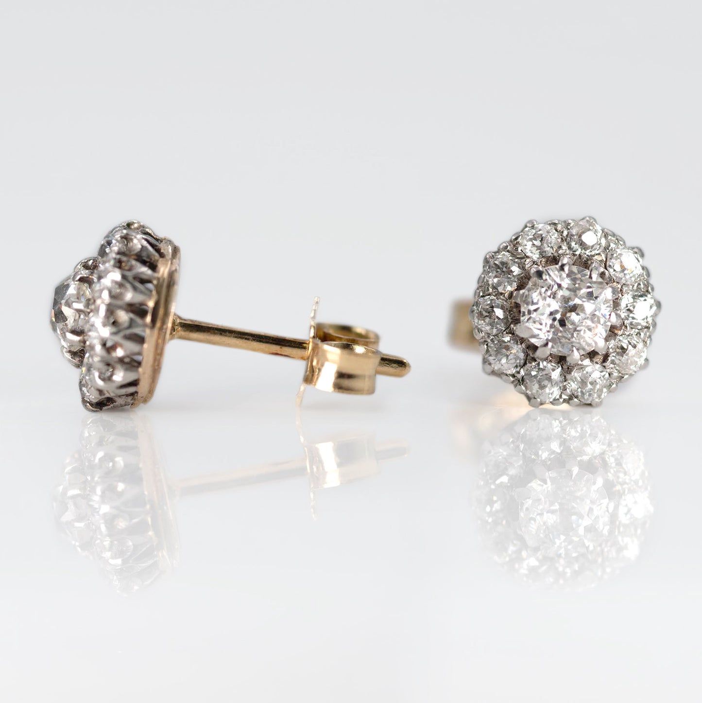 Art Deco 18ct Yellow Gold Diamond Earrings