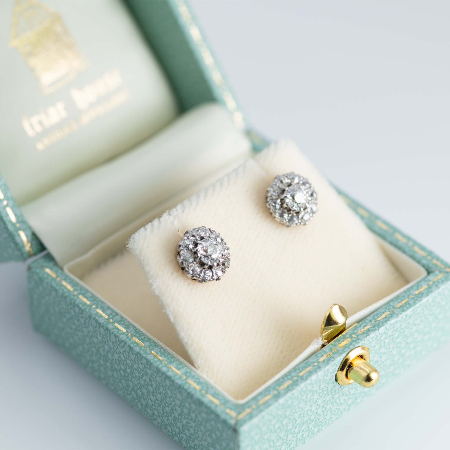 Art Deco 18ct Yellow Gold Diamond Earrings