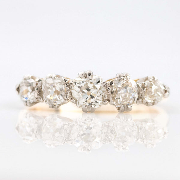 Art Deco 18ct Yellow Gold Diamond Five Stone Ring - Friar House