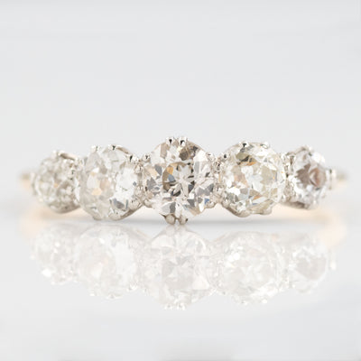 Art Deco 18ct Yellow Gold Diamond Five Stone Ring - Friard House