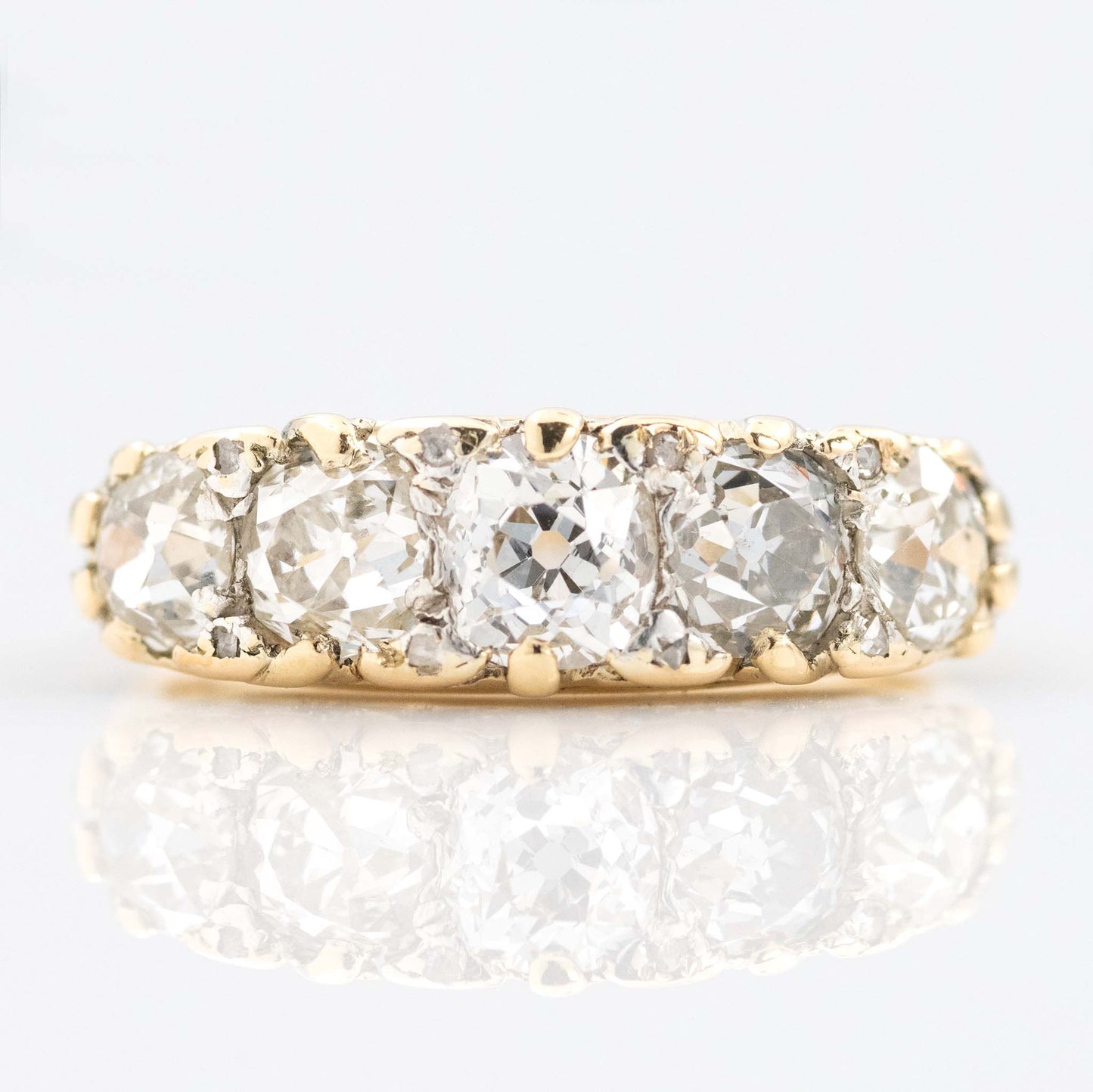 Art Deco 18ct Yellow Gold Diamond Five Stone Ring - Friar House