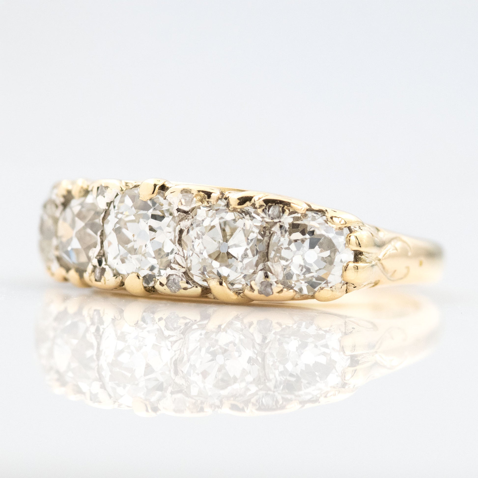 Art Deco 18ct Yellow Gold Diamond Five Stone Ring - Friar House
