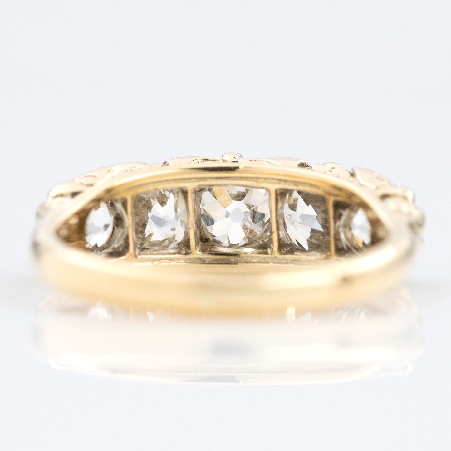 Art Deco 18ct Yellow Gold Diamond Five Stone Ring - Friar House