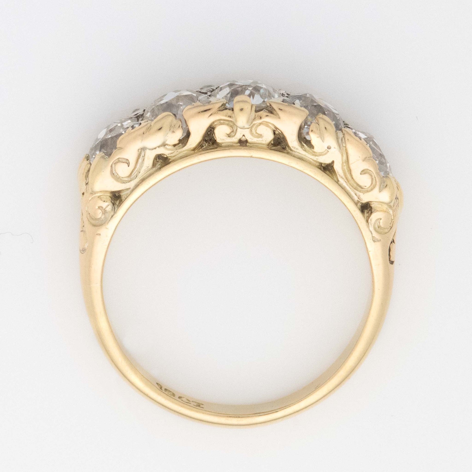 Art Deco 18ct Yellow Gold Diamond Five Stone Ring - Friar House