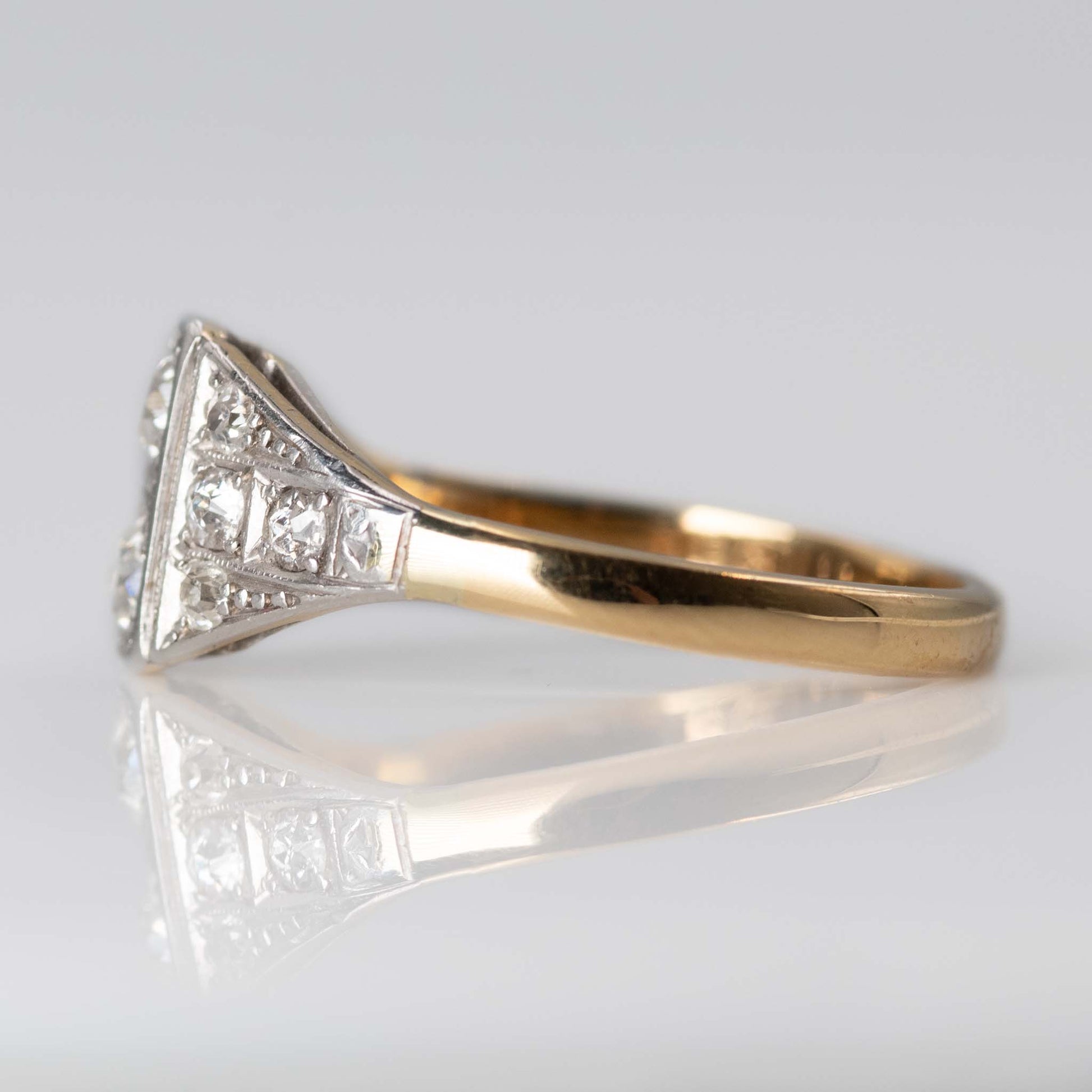 Art Deco 18ct Yellow Gold Diamond Panel Ring - Friar House